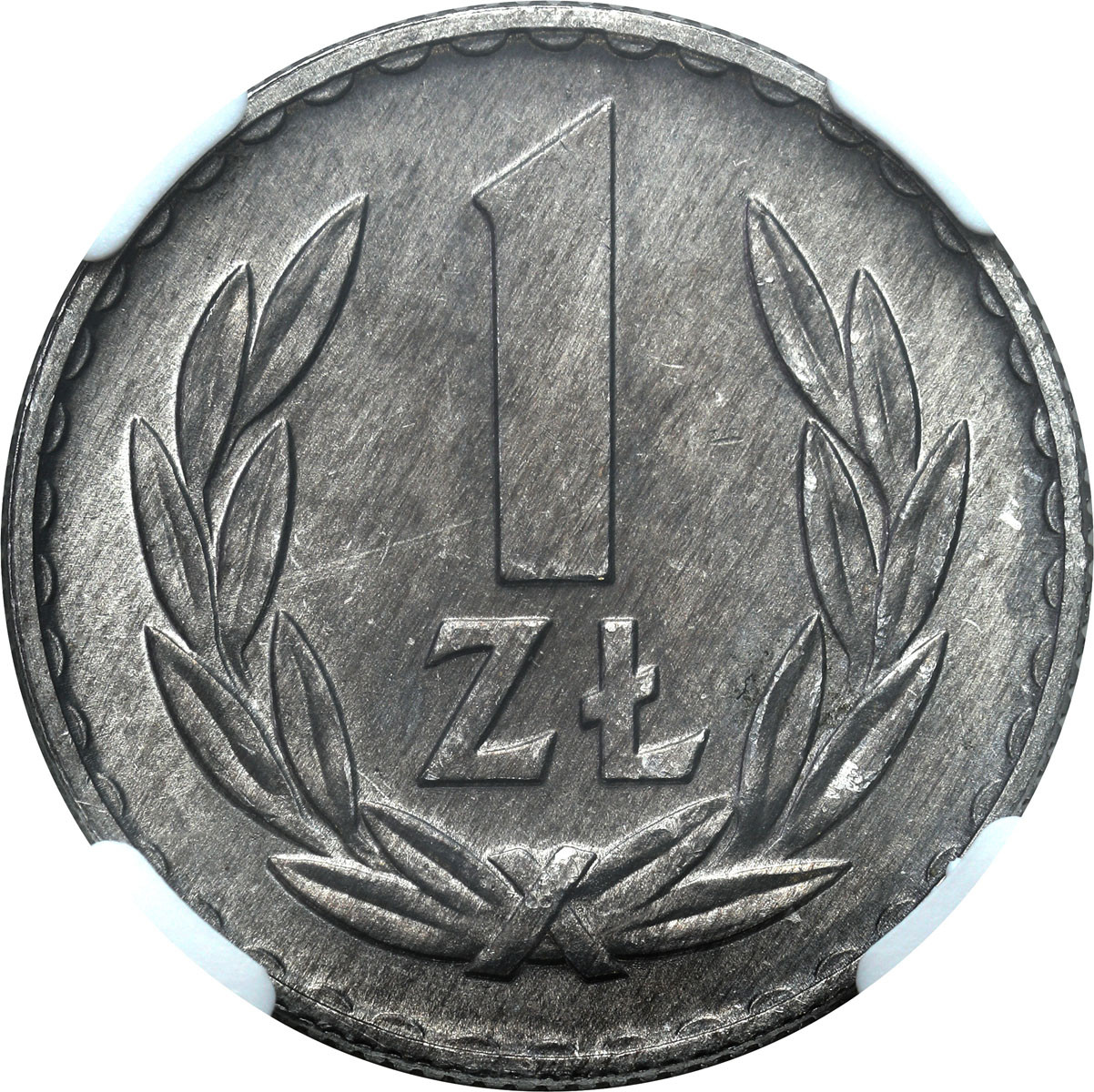 PRL. 1 złoty 1967 aluminium NGC MS65 - RZADSZY ROCZNIK